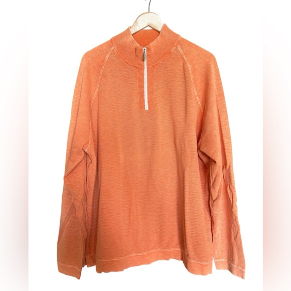 Tommy Bahama Other - Tommy Bahama Men’s XXL Orange Quarter Zip Pullover Sweater 100% Cotton Tropical